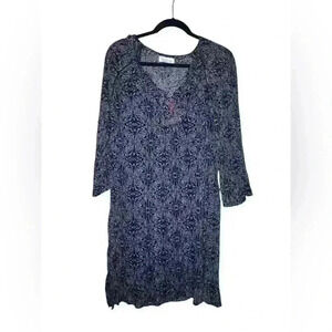 Velvet Batik print Dress by Graham & Spencer medium Navy